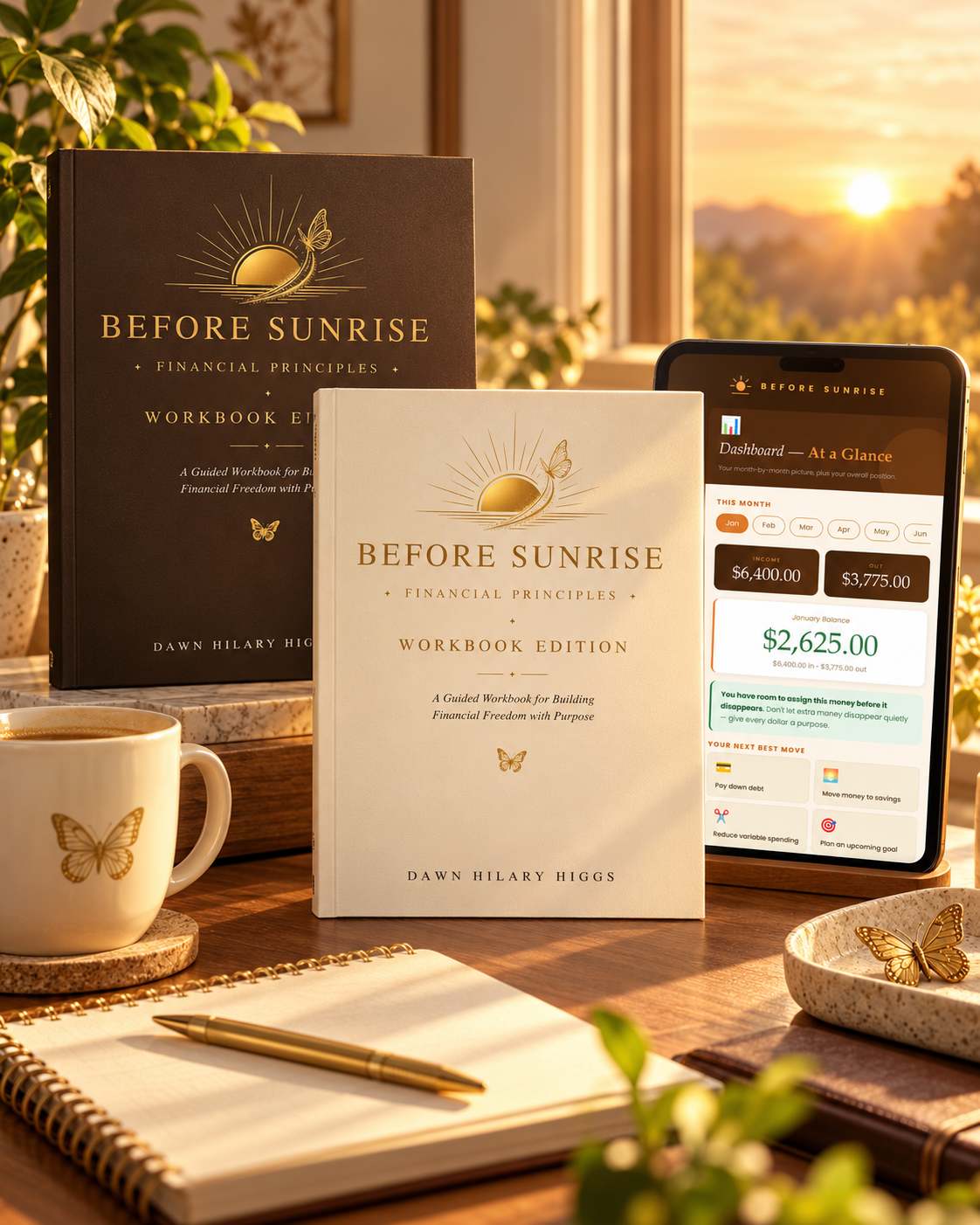 Image 4: Before Sunrise workbooks and digital Money Moves planner displayed together