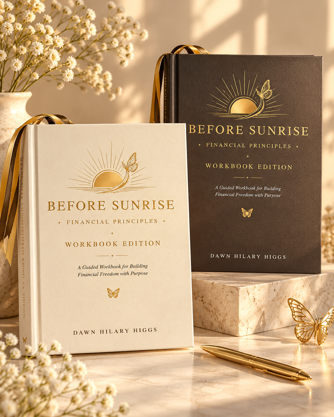 Image 1: Before Sunrise Financial Principles workbooks in cream and brown editions