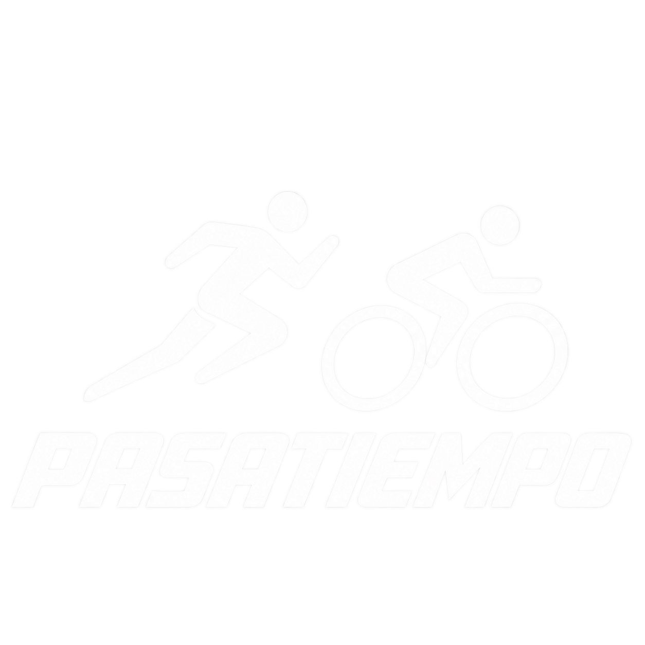 A logo featuring a stylized outline of two athletic figures, one running and one biking, with the word 'PASATIEMPO' in bold, italicized letters underneath.