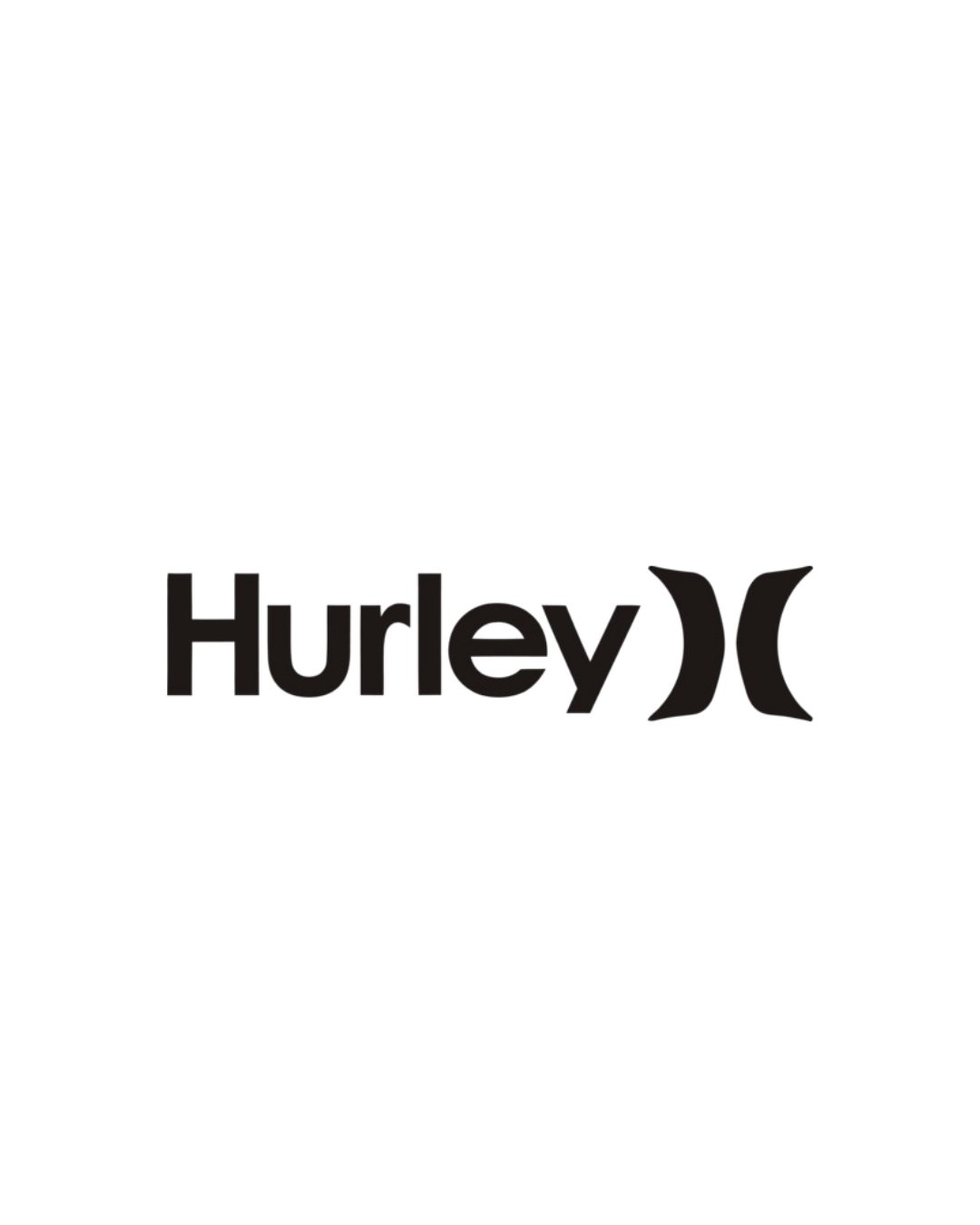 Vector logo of Hurley with black text and a black stylized swirl symbol. The logo is on a white background.