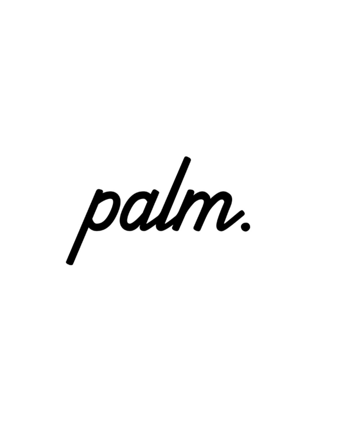Black and white logo with the word 'palm' written in cursive font and a period at the end.