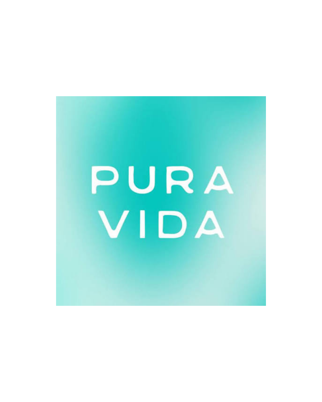 Blue gradient background with white text that says 'PURA VIDA'.