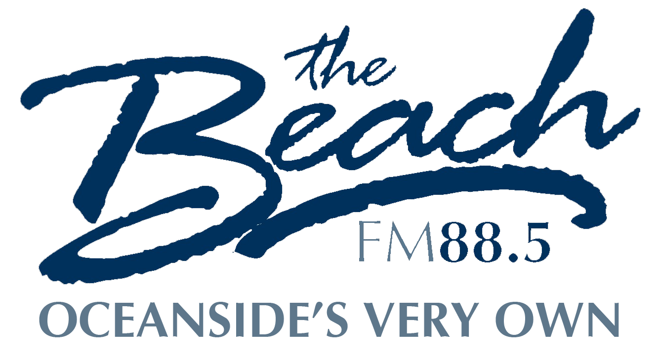 Logo for The Beach FM 88.5, Oceanside's Very Own.