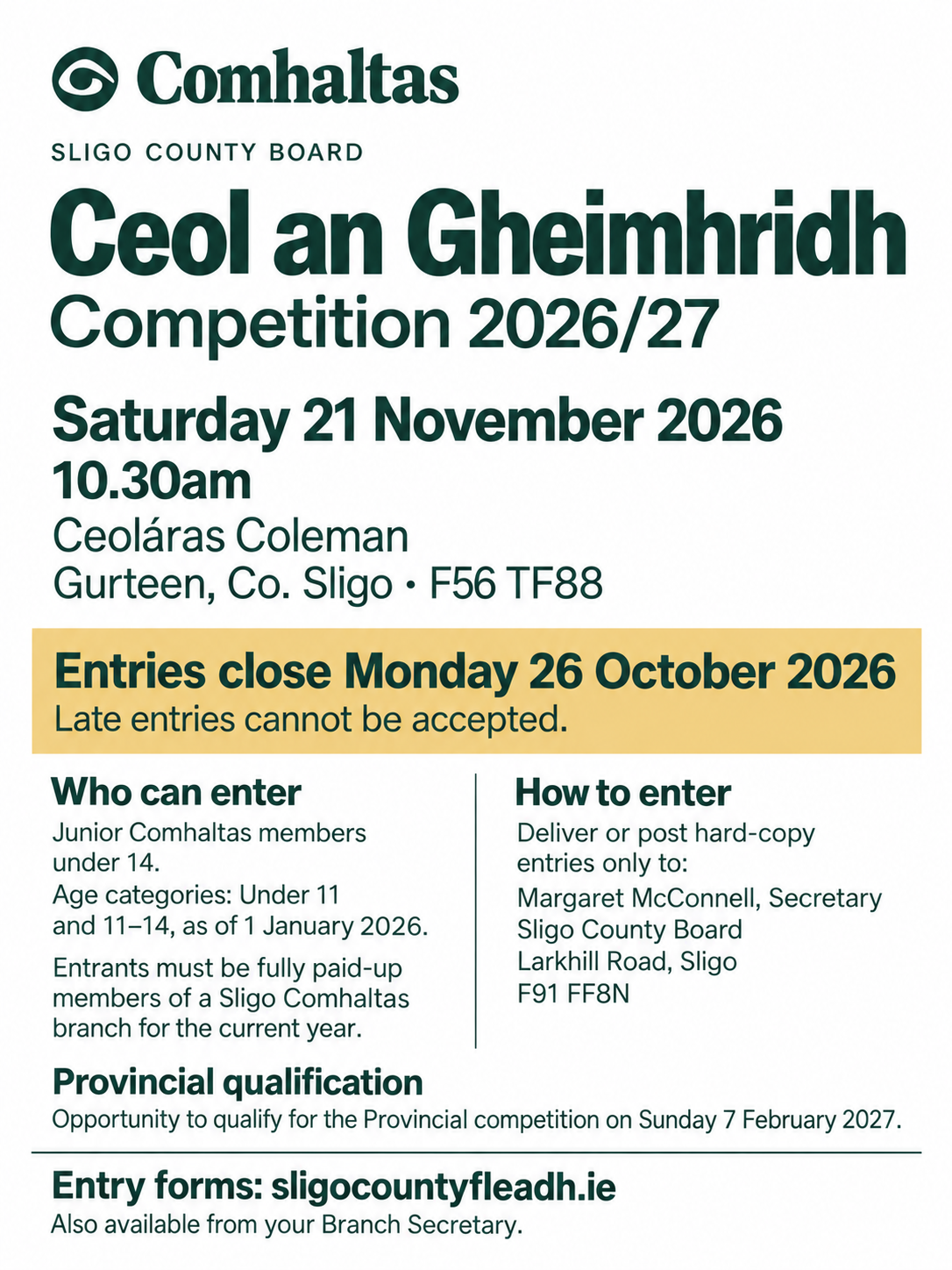 Ceol an Gheimhridh 2026/27