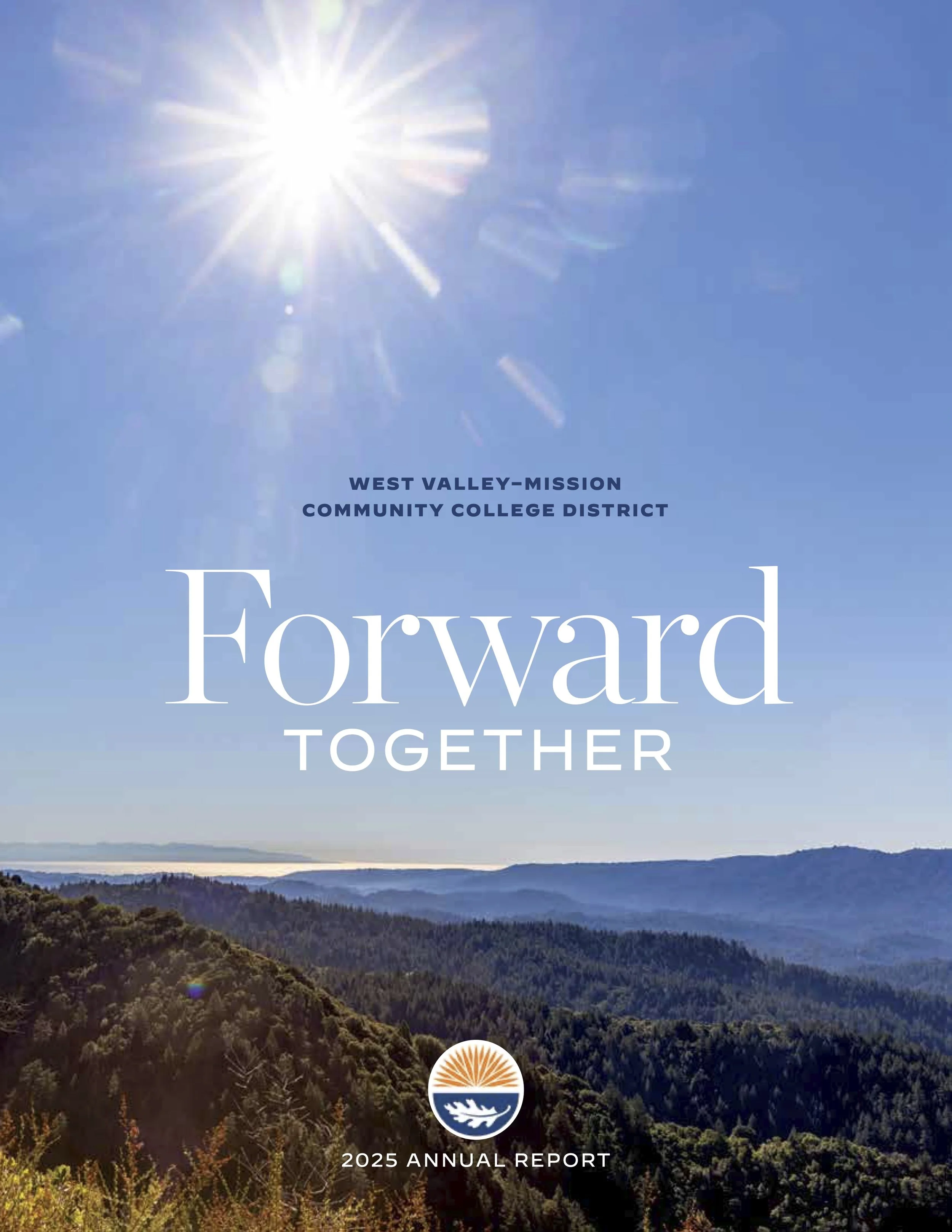 Scenic view of Silicon Valley on cover of West Valley-Mission Community College District Annual Report 2025