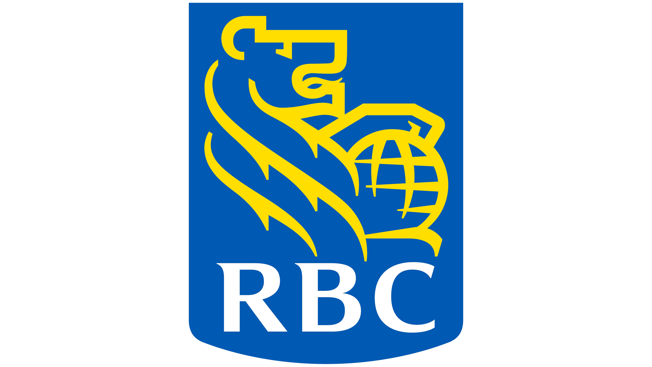 RBC logo with a yellow lion holding a globe on a blue background and white letters 'RBC' at the bottom.