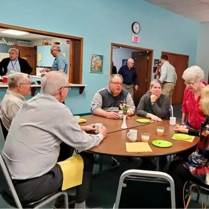 St. Anskar’s parishioners gather for coffee, refreshments, and fellowship in the parish hall after Sunday worship.