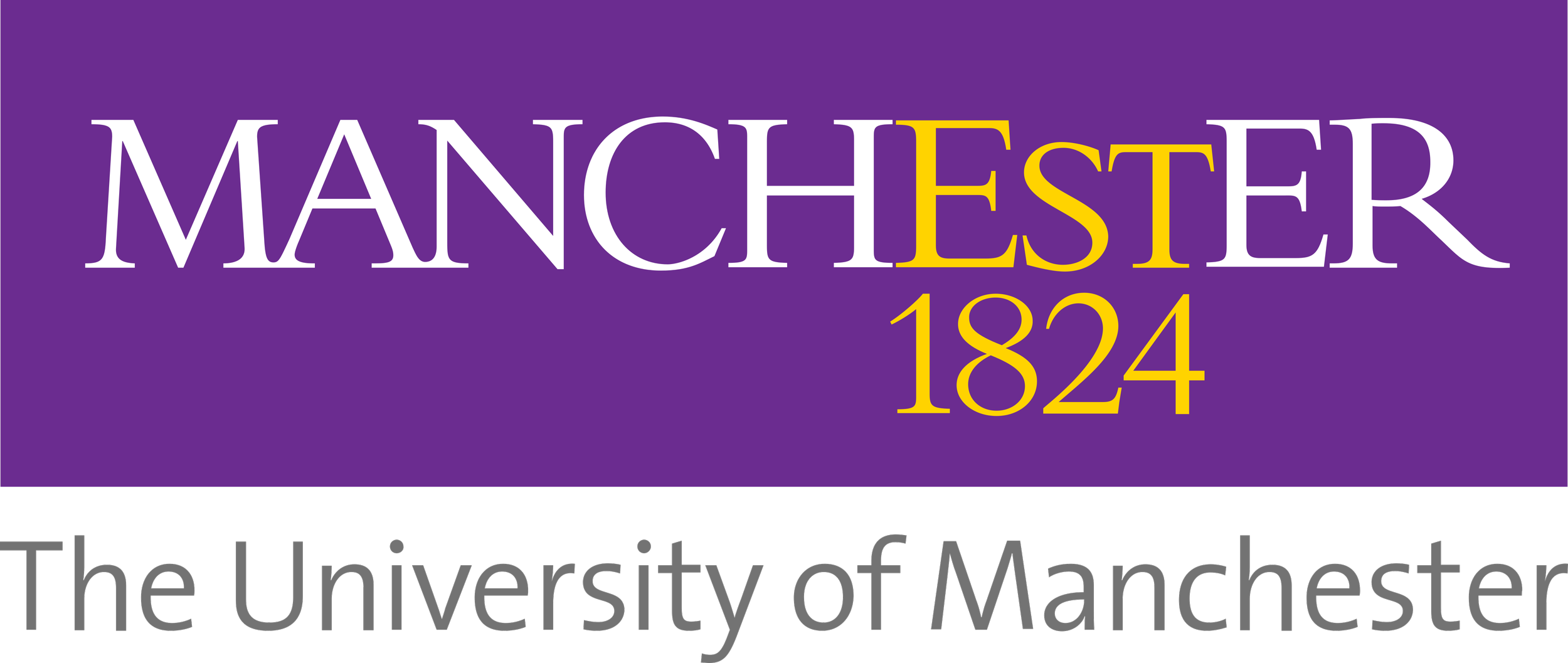 Logo of the University of Manchester with purple background and yellow, white, and gray text.
