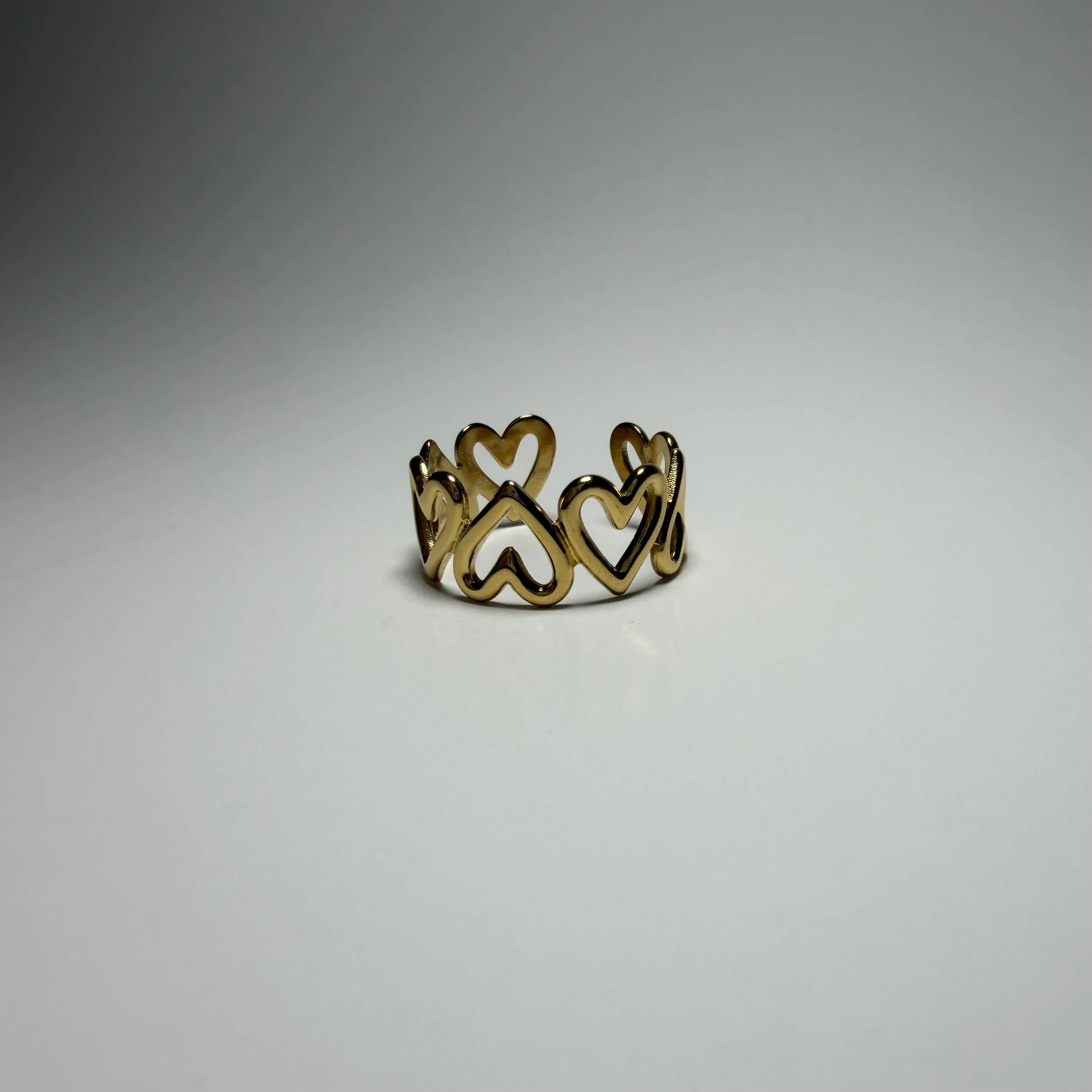 Hollow Golden hearts ring