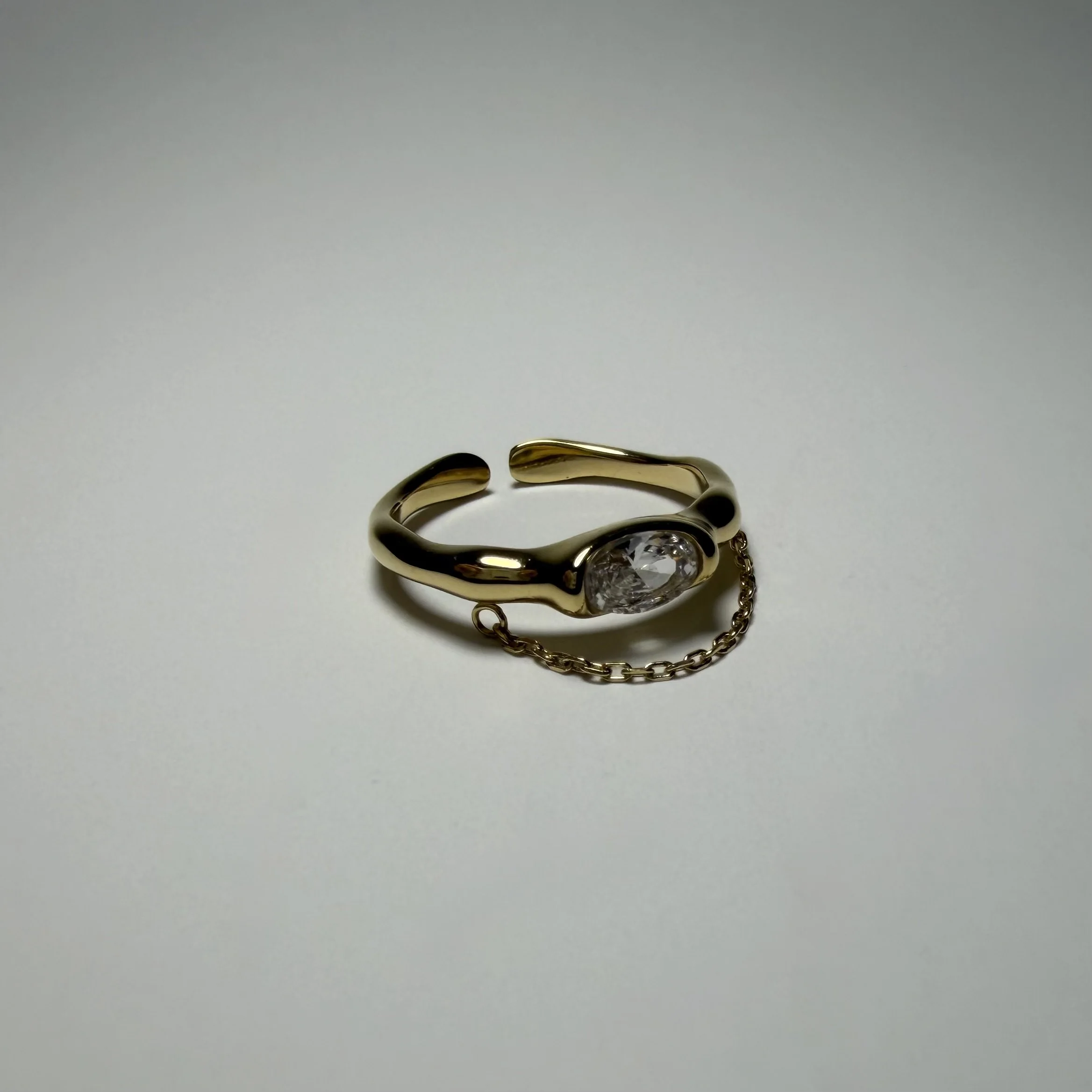 Gold Diamond Chained ring