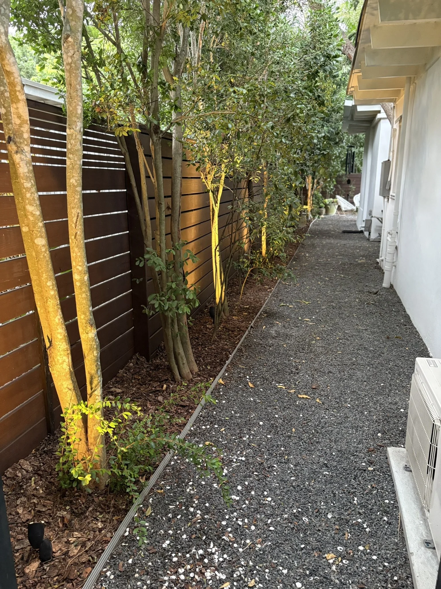 Landscape lighting installed for clean, even accent lighting.