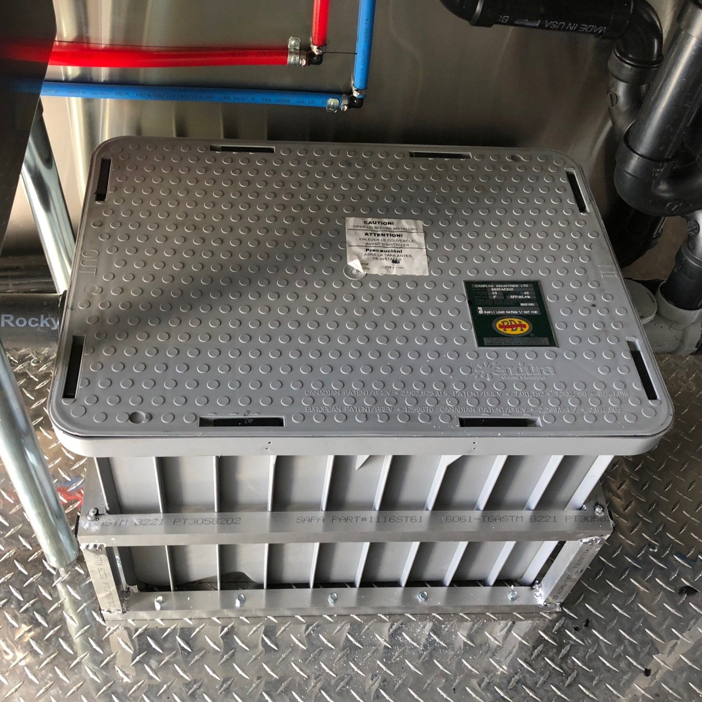 Grease trap serving a food truck.