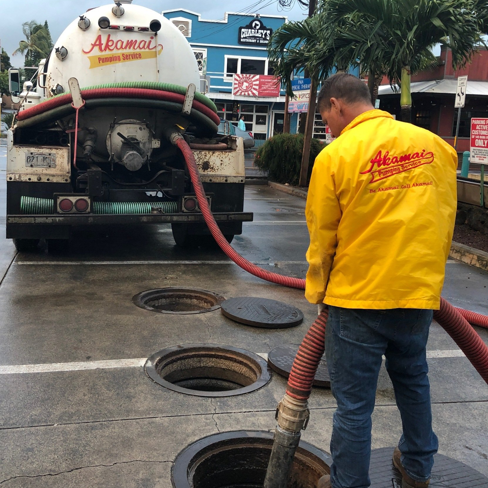 Grease trap service work.