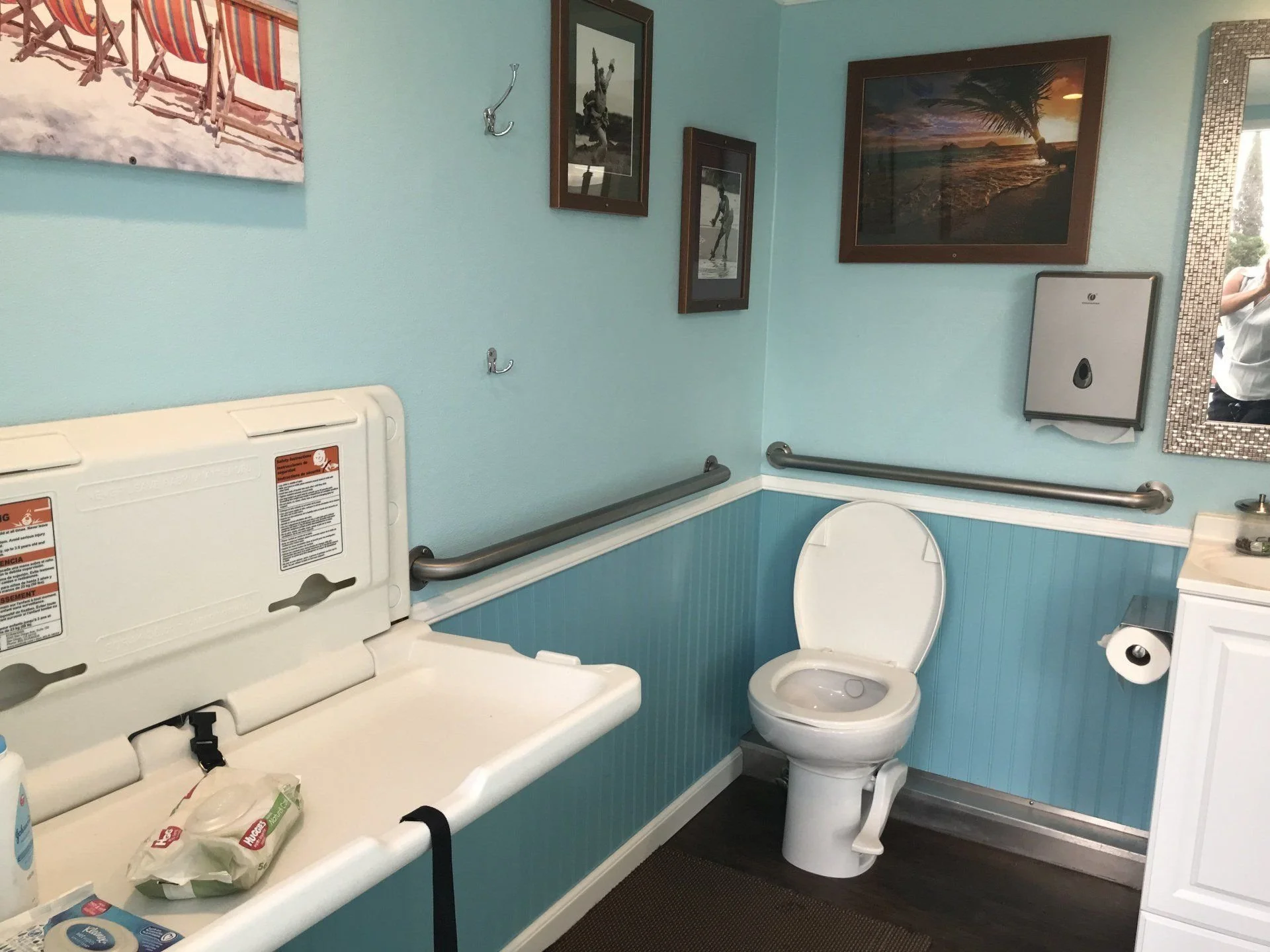Interior of an event restroom trailer