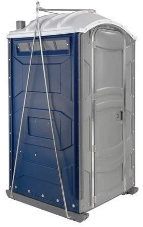 Portable toilet fitted with a hoistable sling for elevated or remote placement.