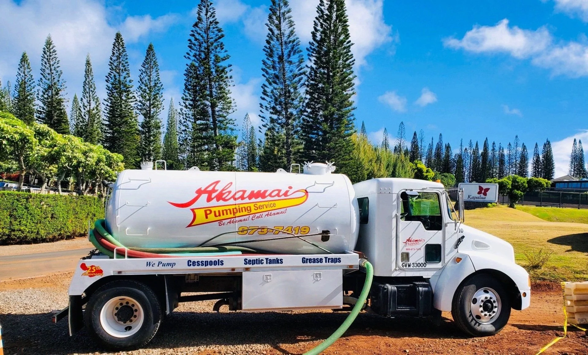 Akamai Pumping Service truck on Maui