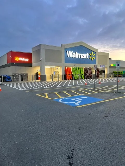 Walmart Kodiak Parking lot maintenance.  New line striping layout.