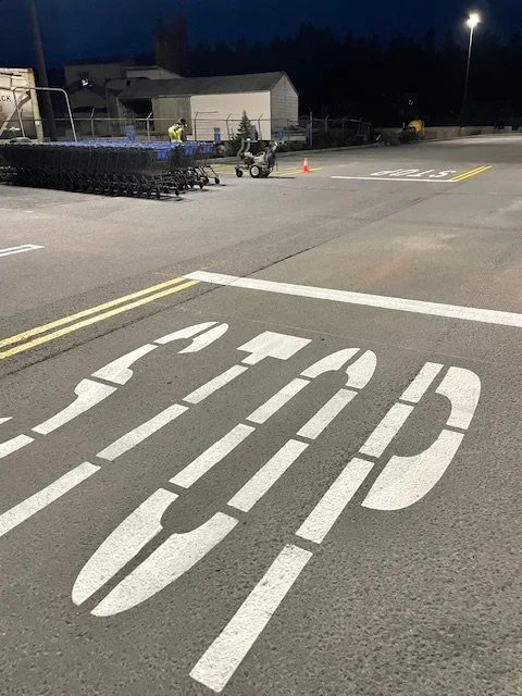 Parking lot striping.