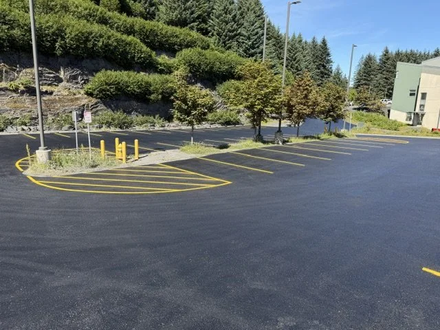 Fresh seal coat and new parking lot lines.