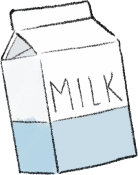 Open milk carton with blue liquid inside.