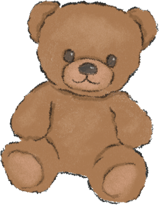 A brown teddy bear with black eyes, a black nose, and a smiling mouth, sitting upright.