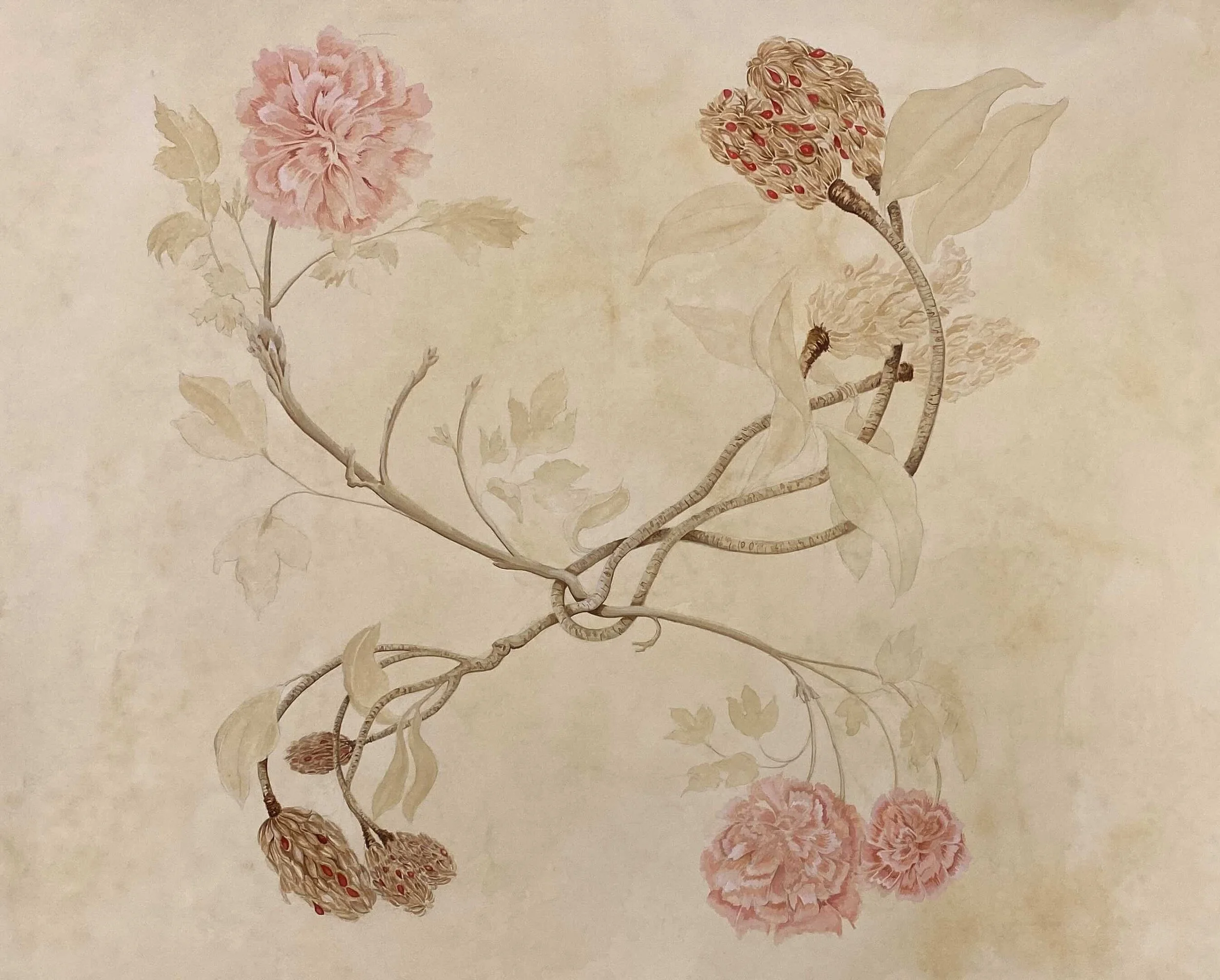 Floral design for a  linen/silk fabric