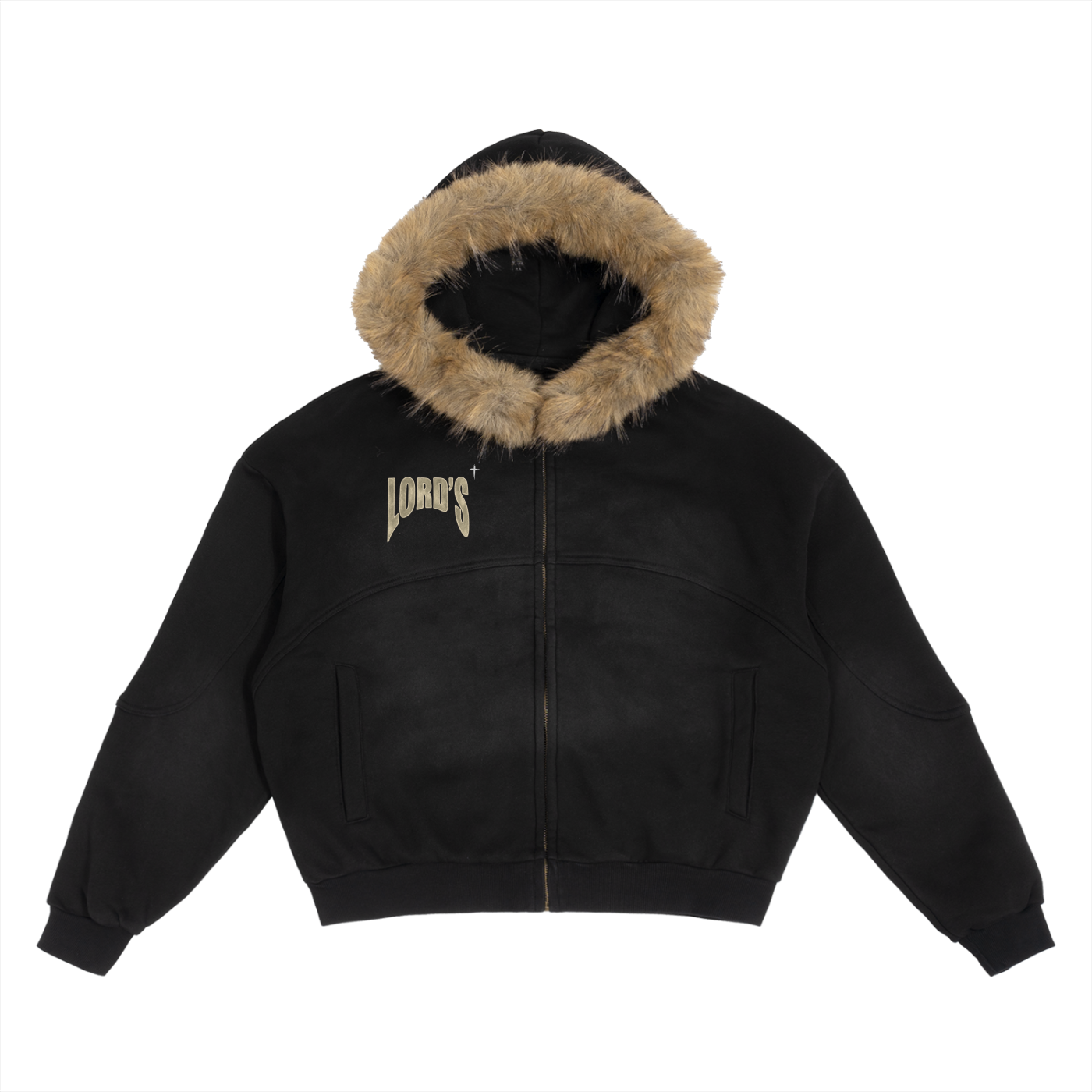 LORD'S - Sun Fade Boxy Detachable Fur Hoodie