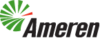 Ameren logo with green radial sunburst and gray italic text