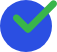Blue circular checkmark icon with a green check symbol