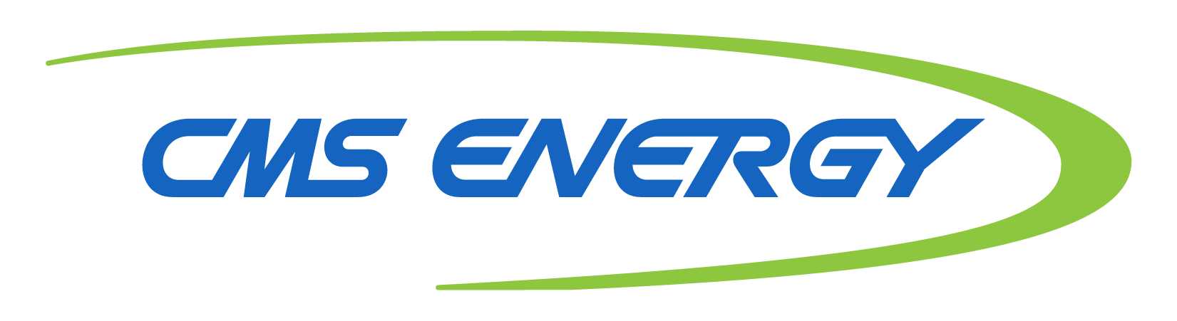 CMS Energy logo in blue with a green sweeping oval swoosh