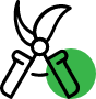 Green circular logo featuring a stylized black and green leaf-like design