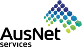 Abstract colorful layered geometric graphic with blue, teal, green, and yellow shapes on a black background