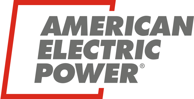 American Electric Power logo in gray and red