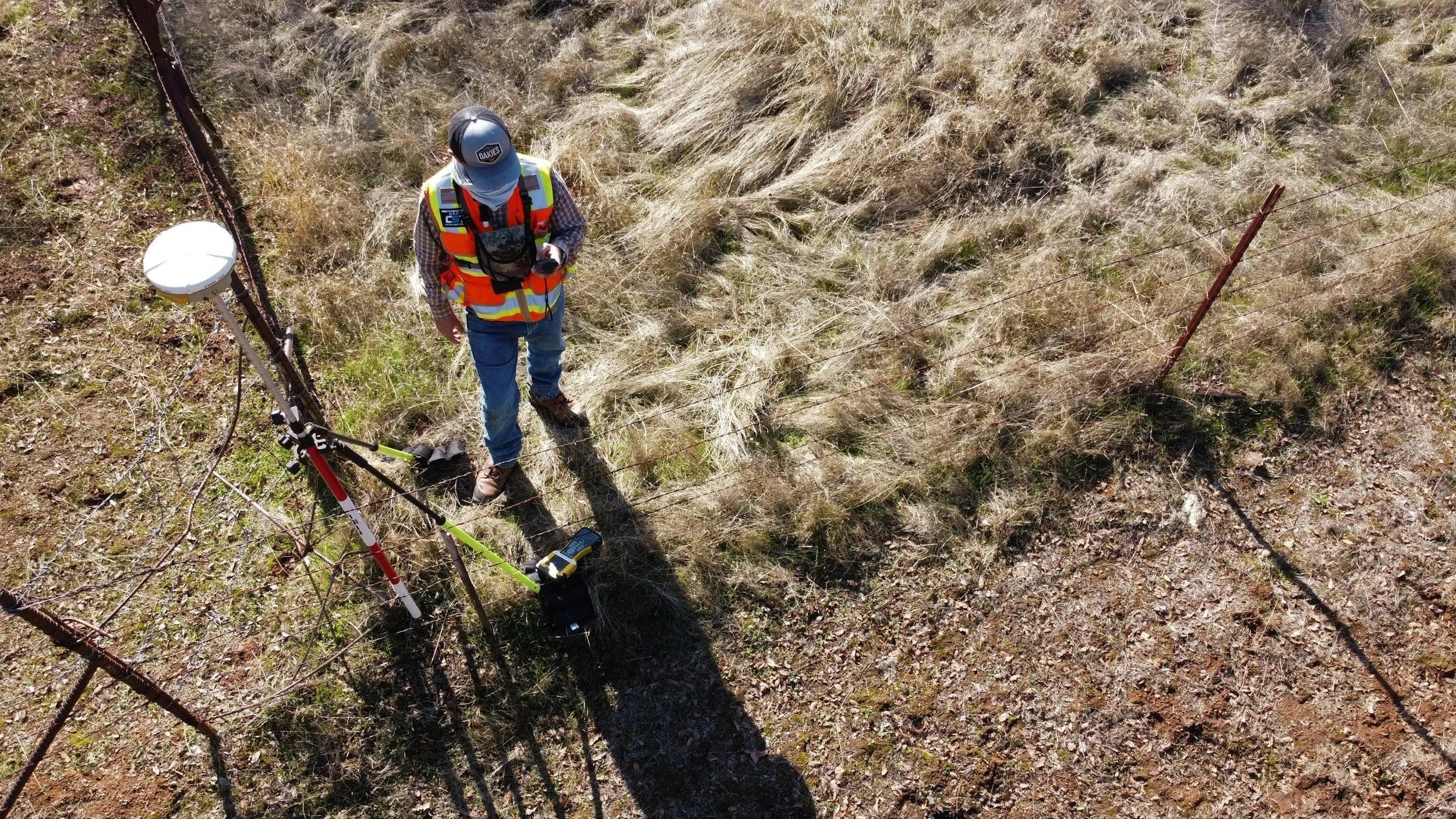 Aerial photo of utility field crew