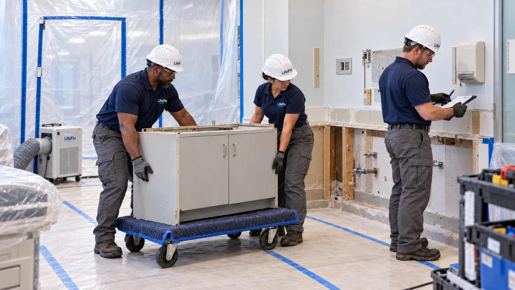 Healthcare casework installation representing a renovation and replacement environment.