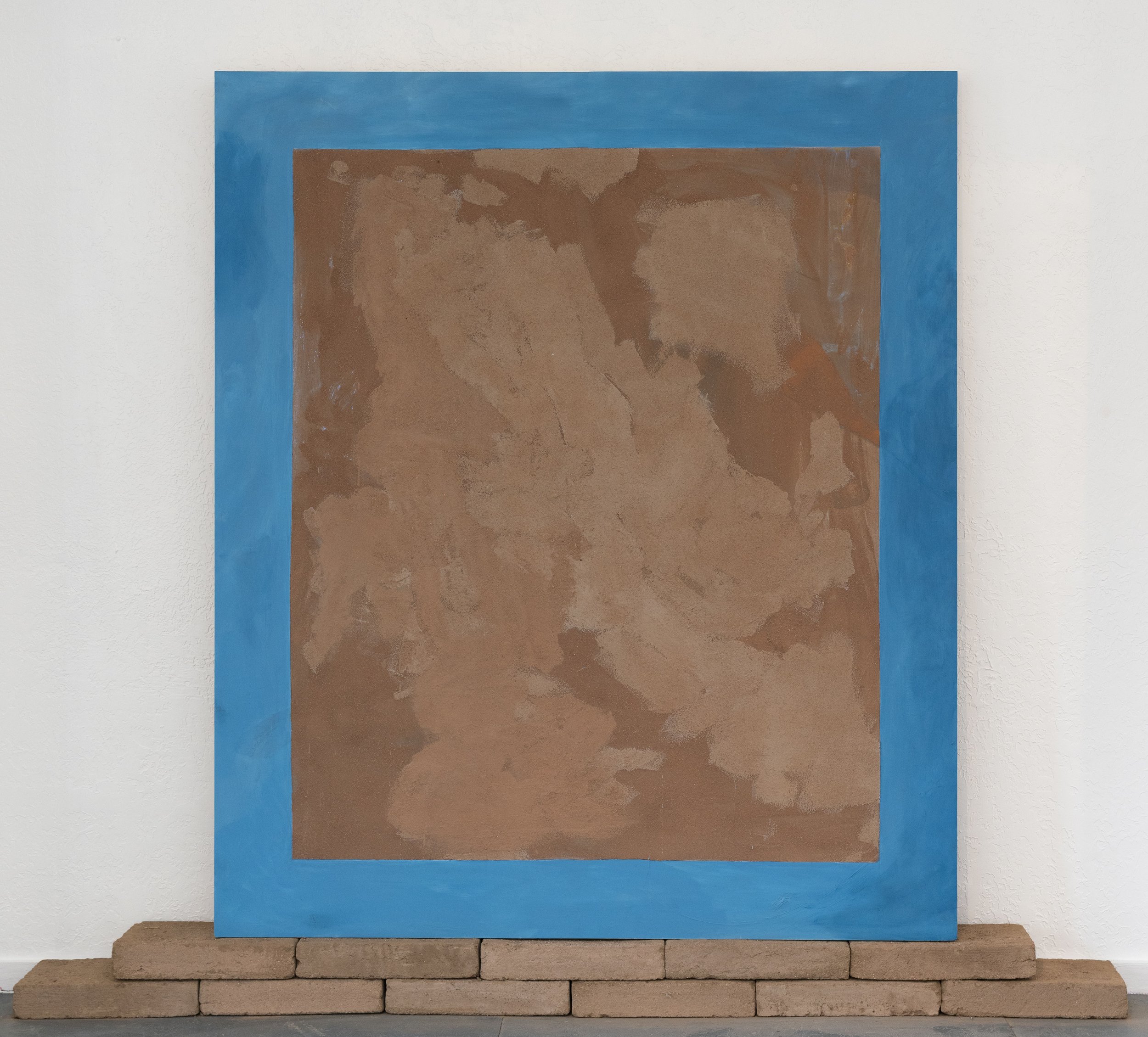 Silent Witness, oil and adobe earth on panel, adobe bricks, 95"x108"x10"