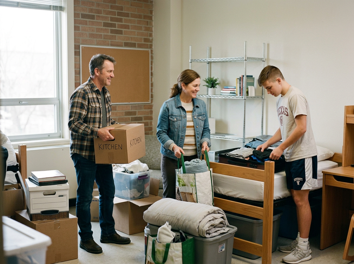 Texas family helping a student move to college