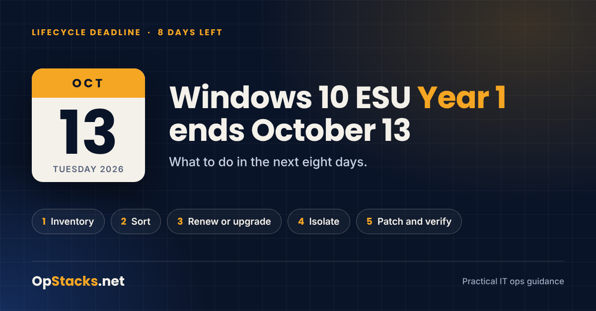 Windows 10 ESU Year 1 Ends October 13