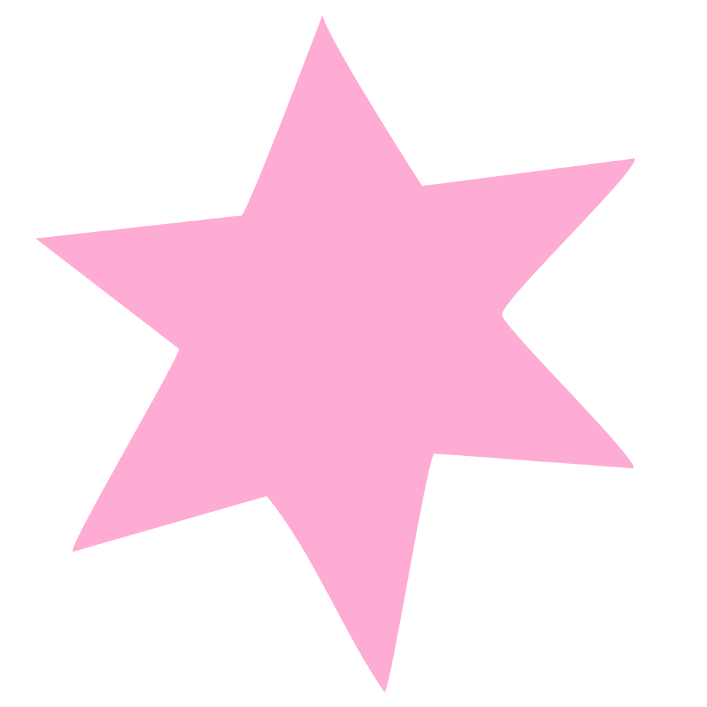 Pink star graphic with a jagged outline on a black background.