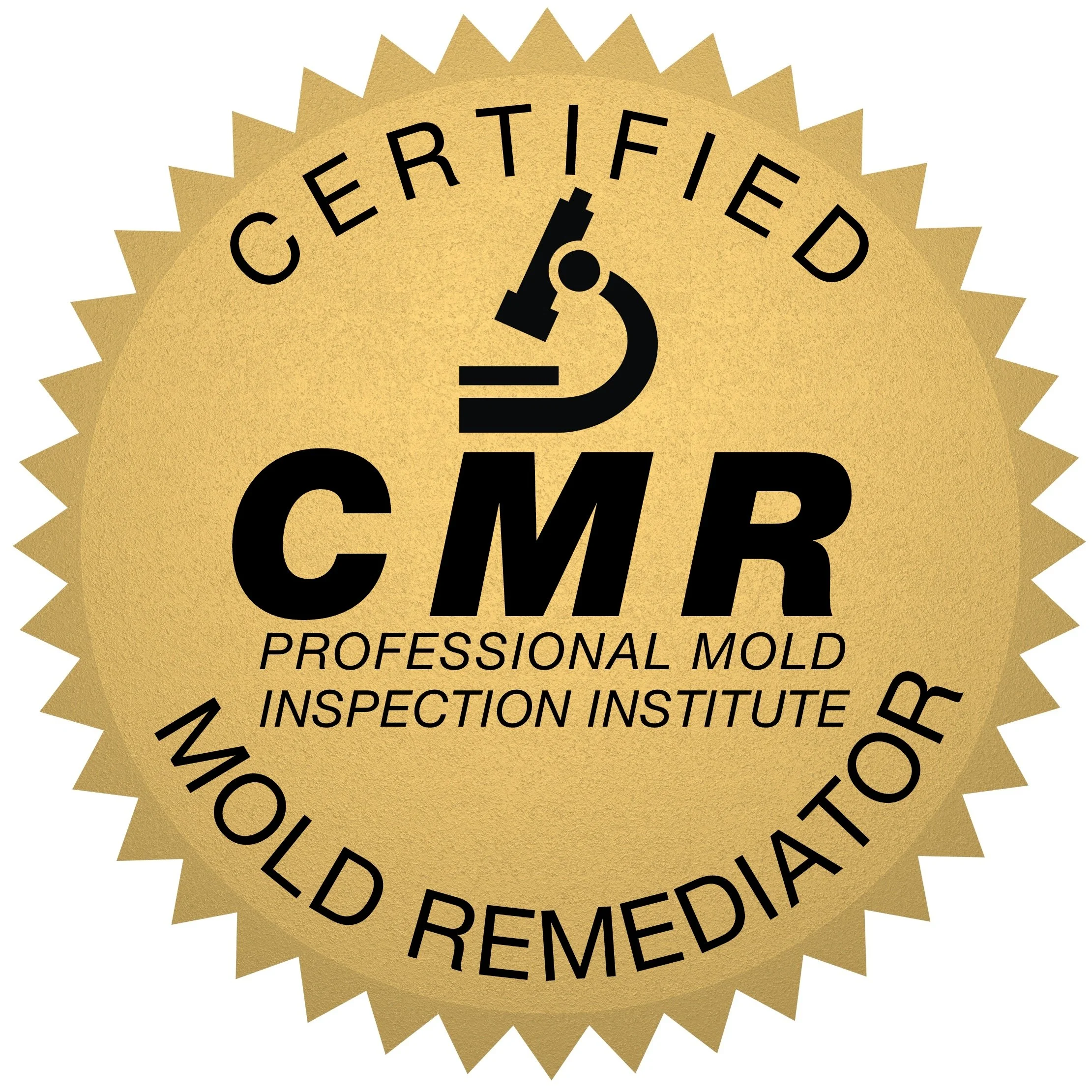 Gold badge with black text reading 'Certified' and 'OEM,' featuring a black microscope icon and a circular decorative border.