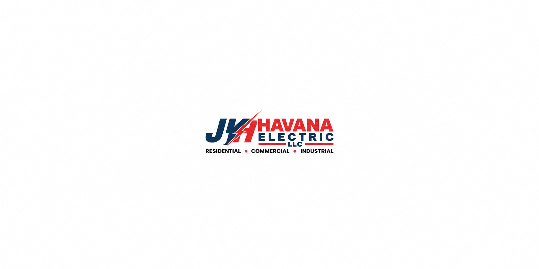 Logo for Havana Electric LLC, featuring bold red and blue text, with the words residential, commercial, and industrial underneath.