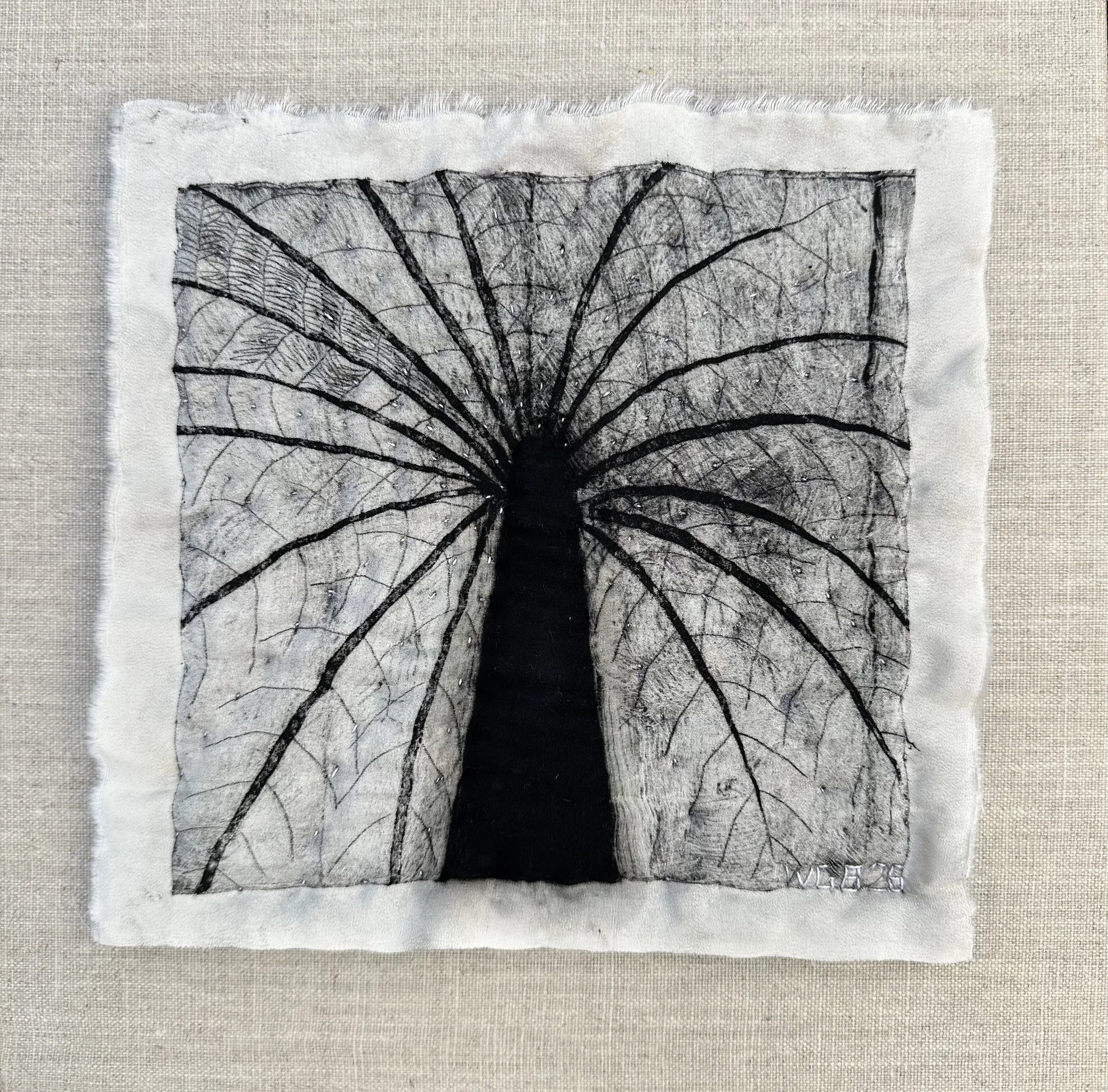 Tree Fern  I, 2026 Tetrapak Print on Silk on Canvas 30. 5 x 30.5 