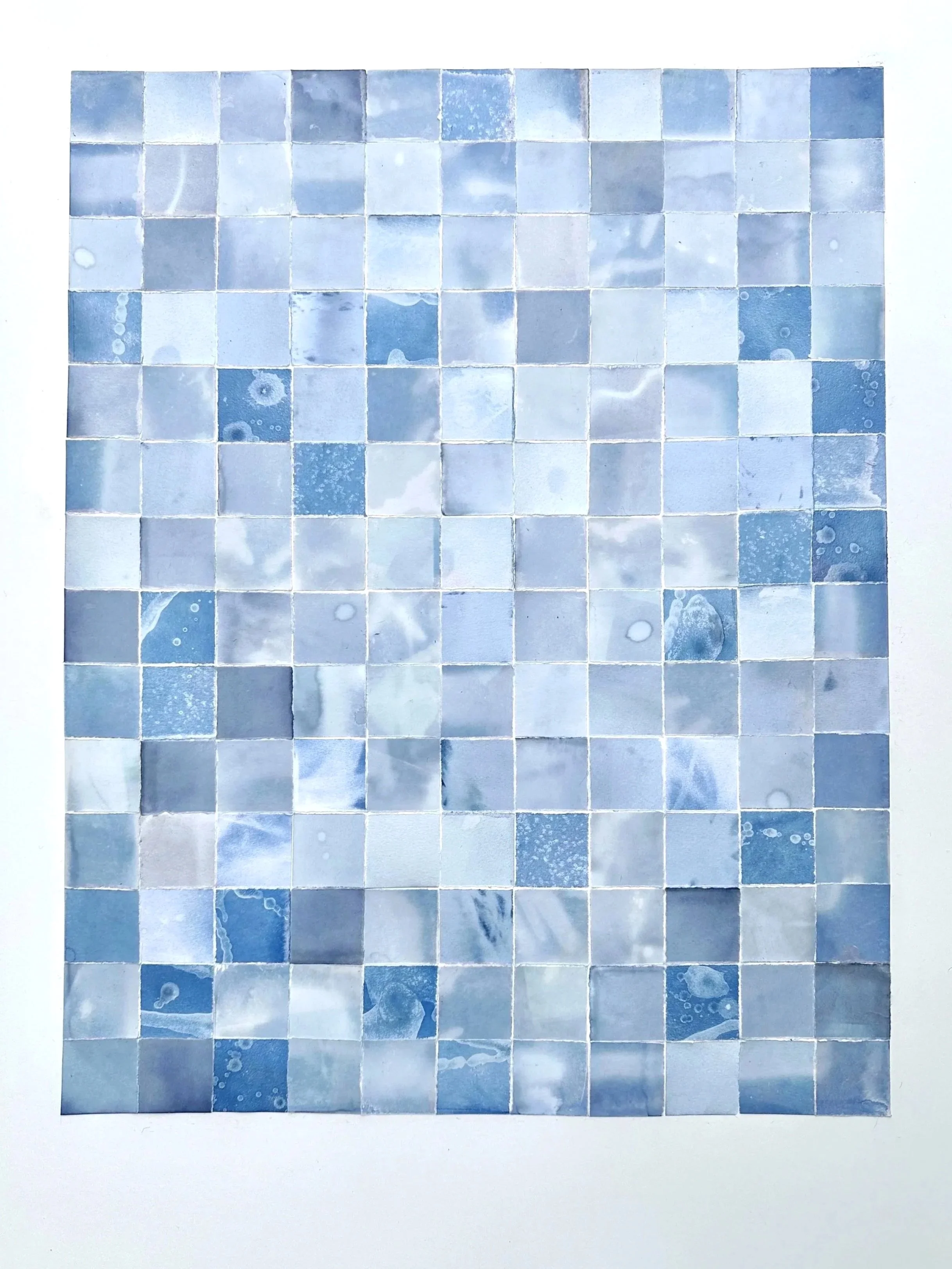 Refraction, Cyanotype Collage on Paper, 2026 Framed 96 x 75cm