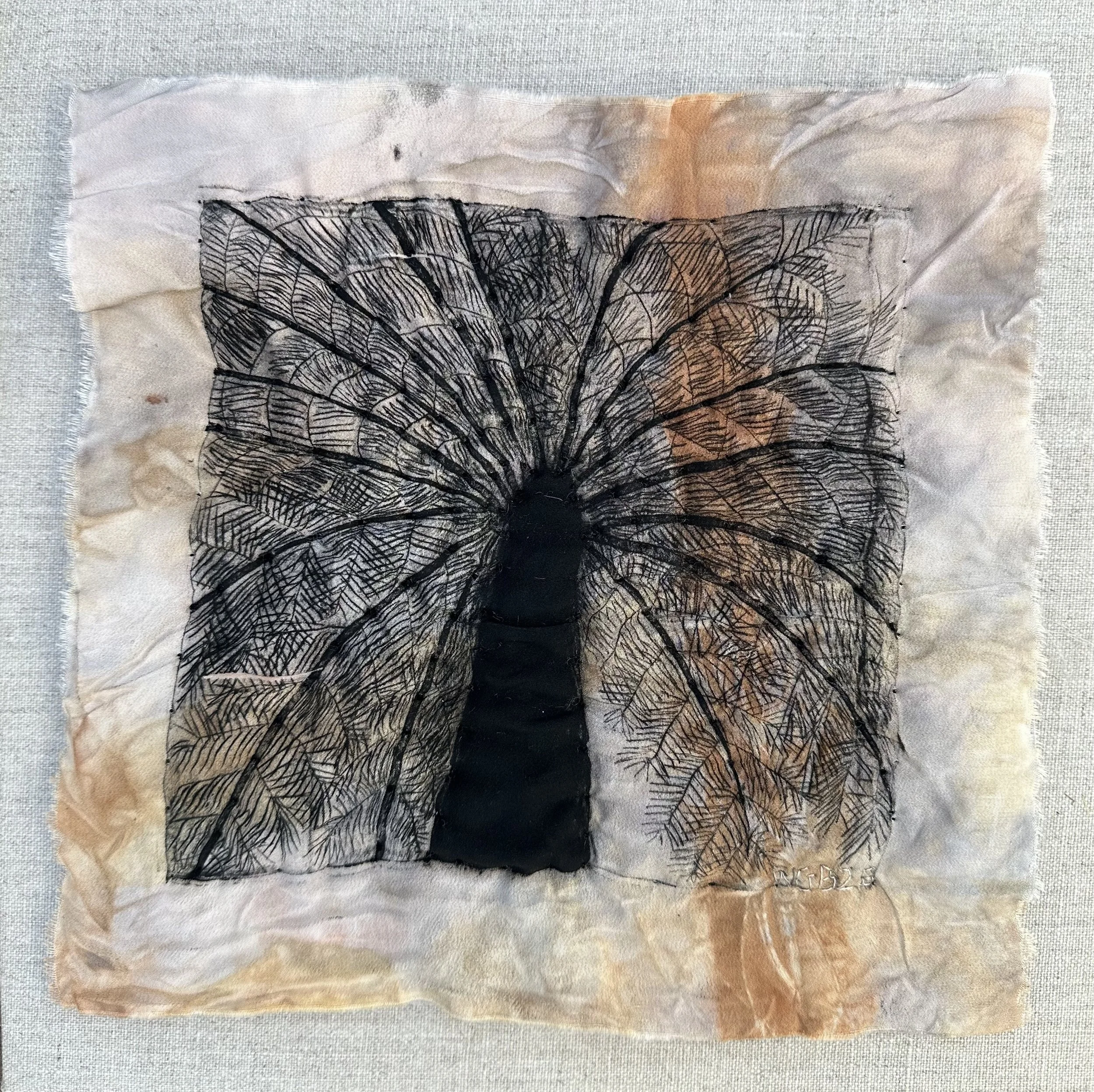 Tree Fern II, 2026 Tetrapak Print on Silk on Canvas 30. 5 x 30.5 