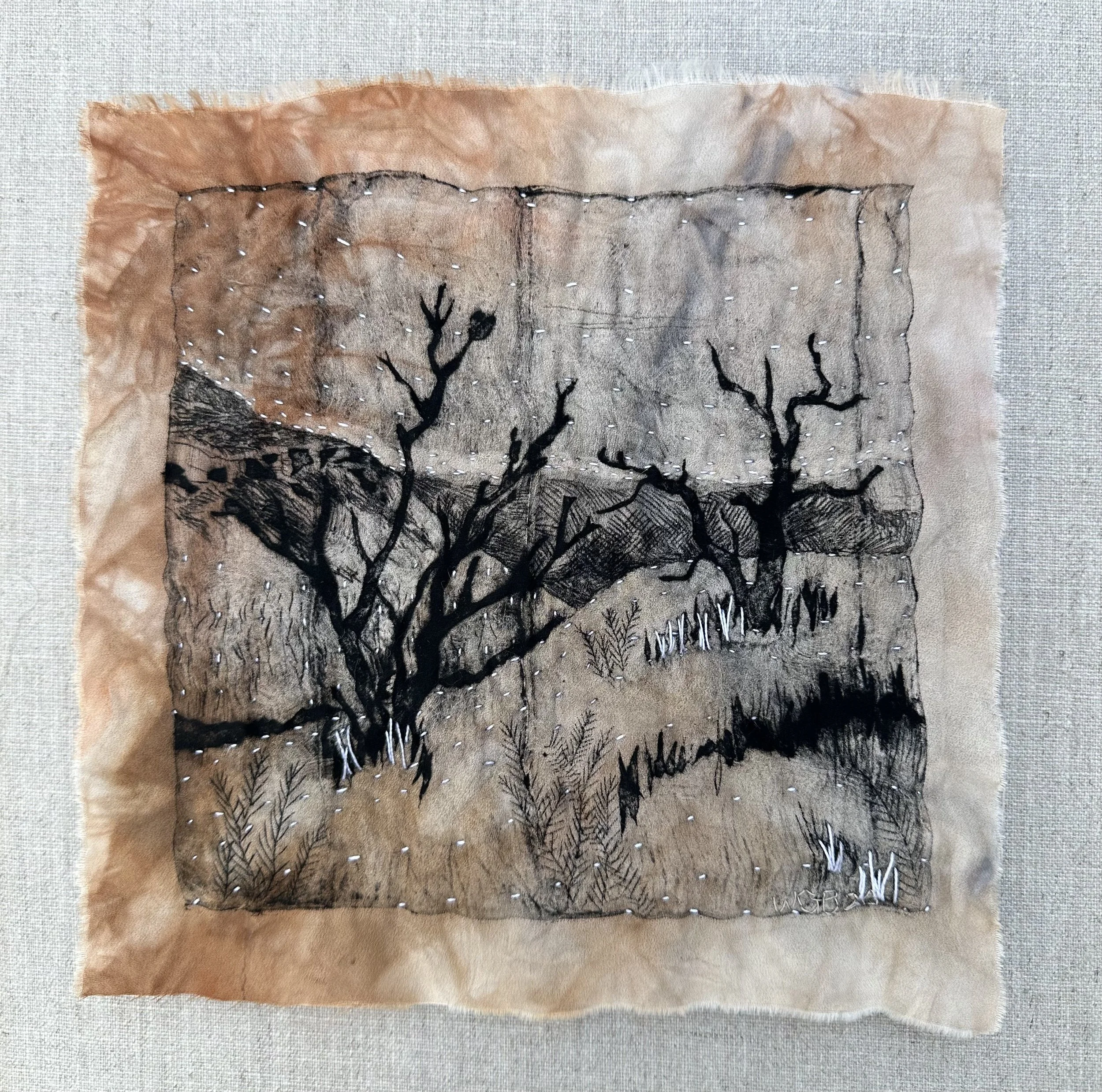 Banskia III, 2026 Tetrapak Print on Silk on Canvas 30. 5 x 30.5 