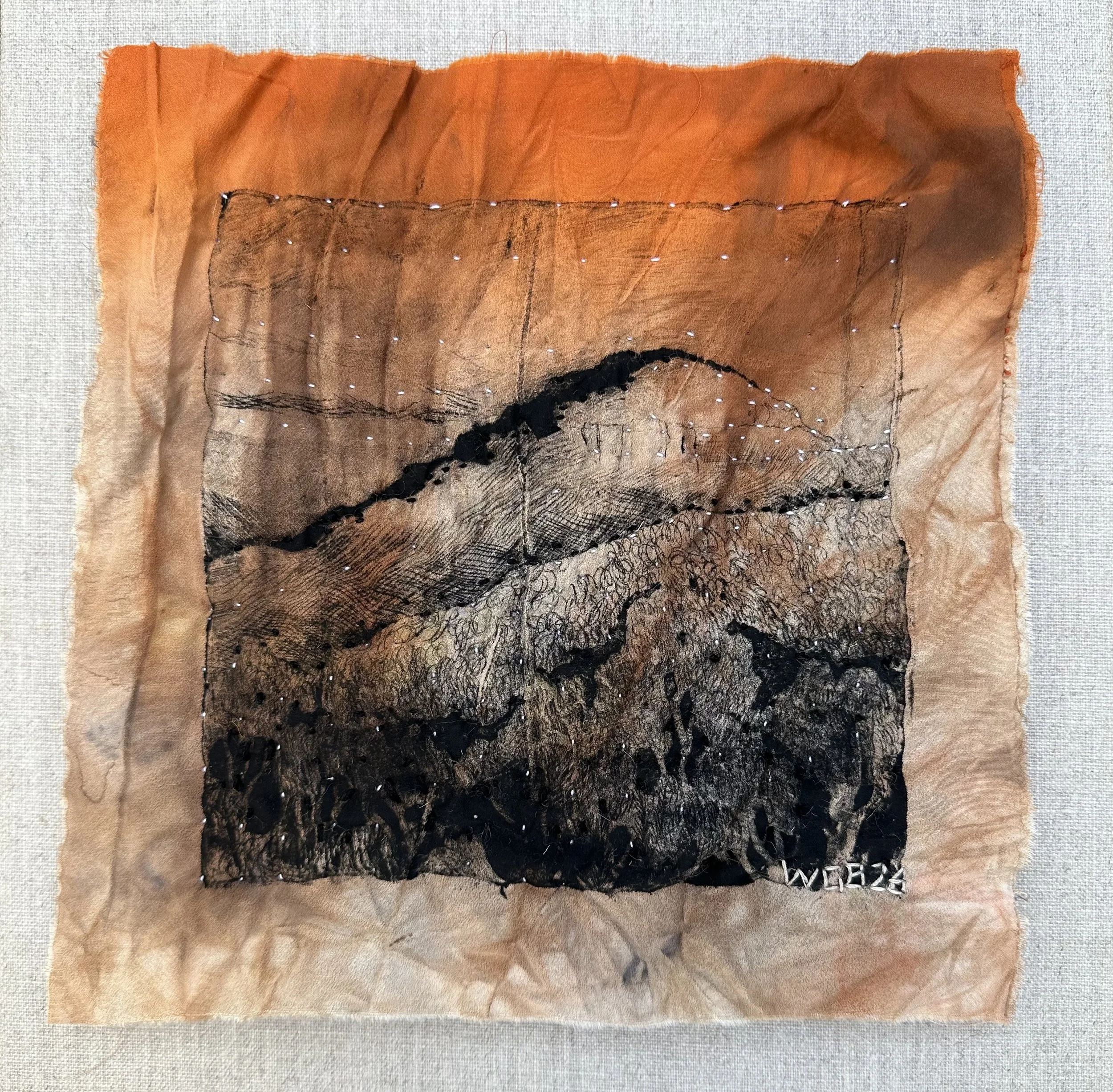 Smoke over Mount Hay II, 2026 Tetrapak Print on Silk on Canvas 30. 5 x 30.5 