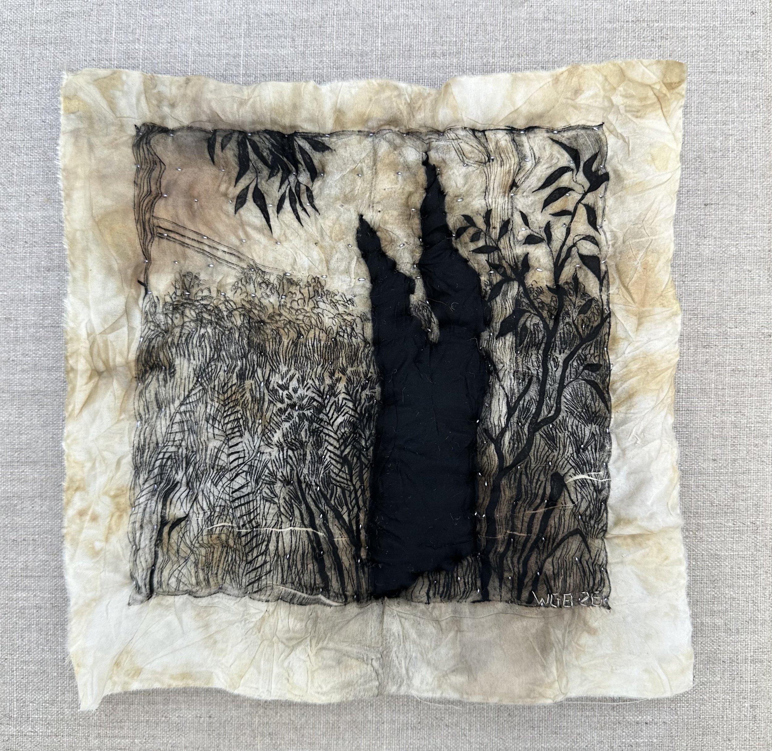 Blackened I, 2026 Tetrapak Print on Silk on Canvas 30. 5 x 30.5 