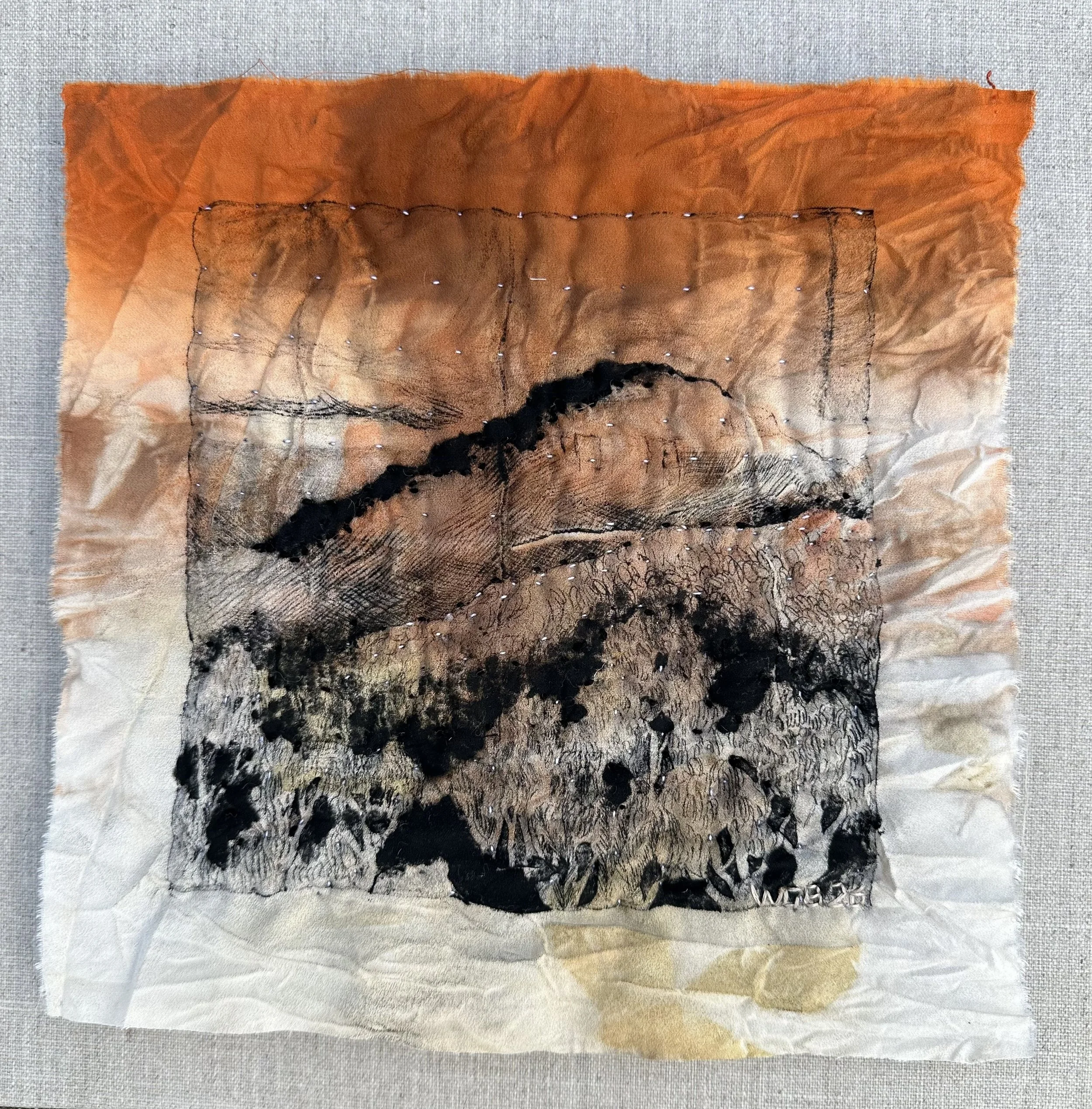 Smoke over Mount Hay I, 2026 Tetrapak Print on Silk on Canvas 30. 5 x 30.5 