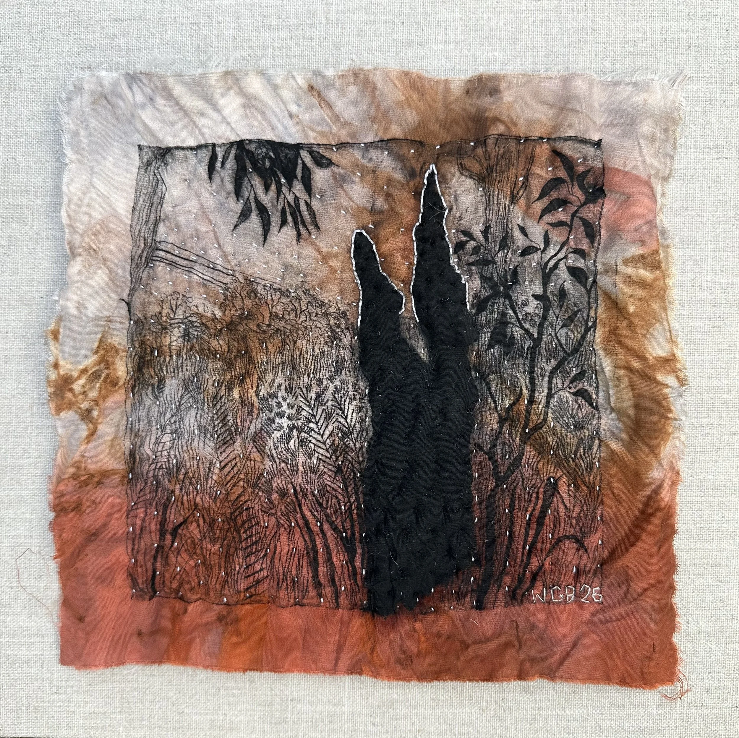 Blackened II, 2026 Tetrapak Print on Silk on Canvas 30. 5 x 30.5 
