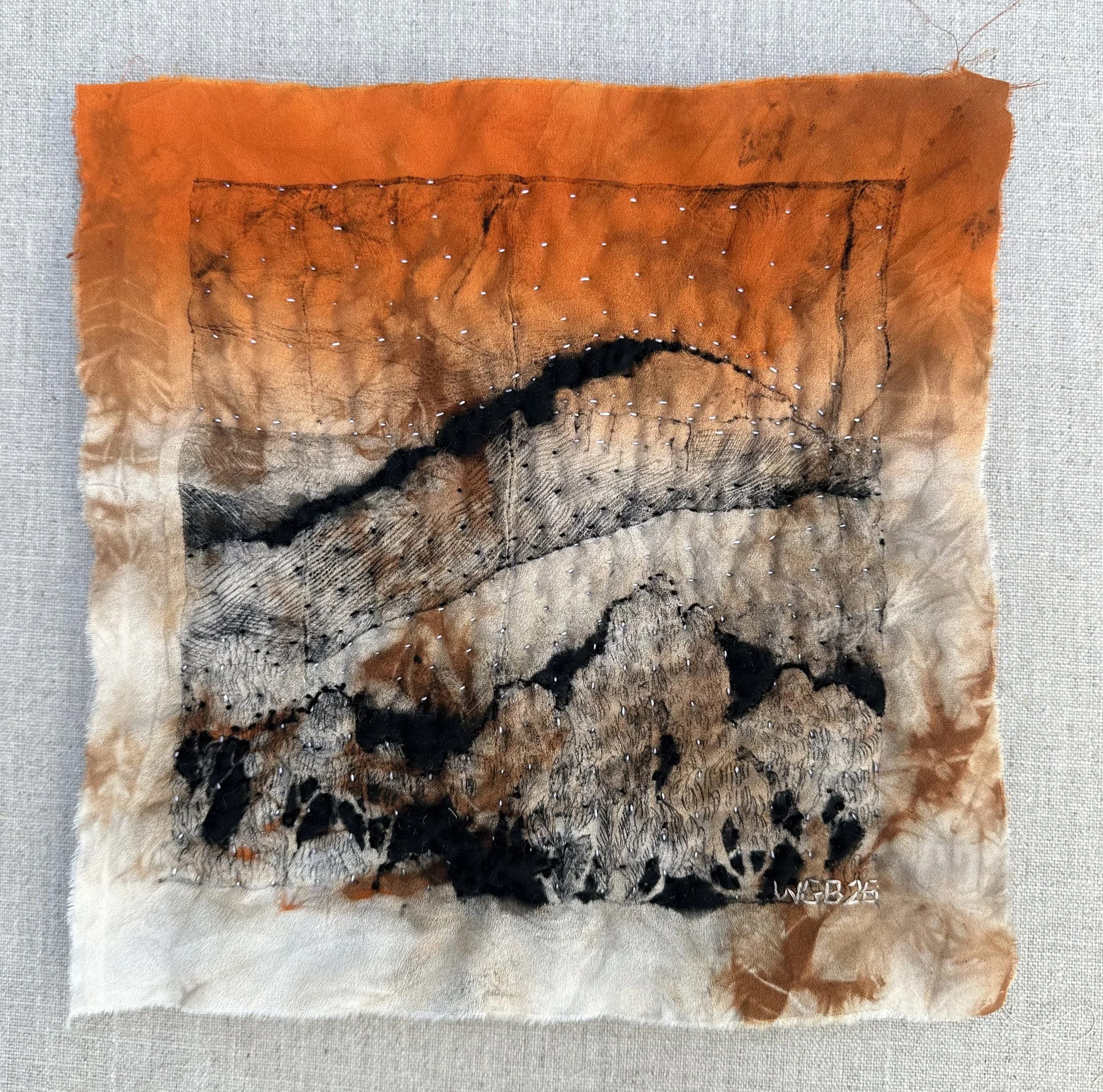 Smoke over Mount Hay III, 2026 Tetrapak Print on Silk on Canvas 30. 5 x 30.5 
